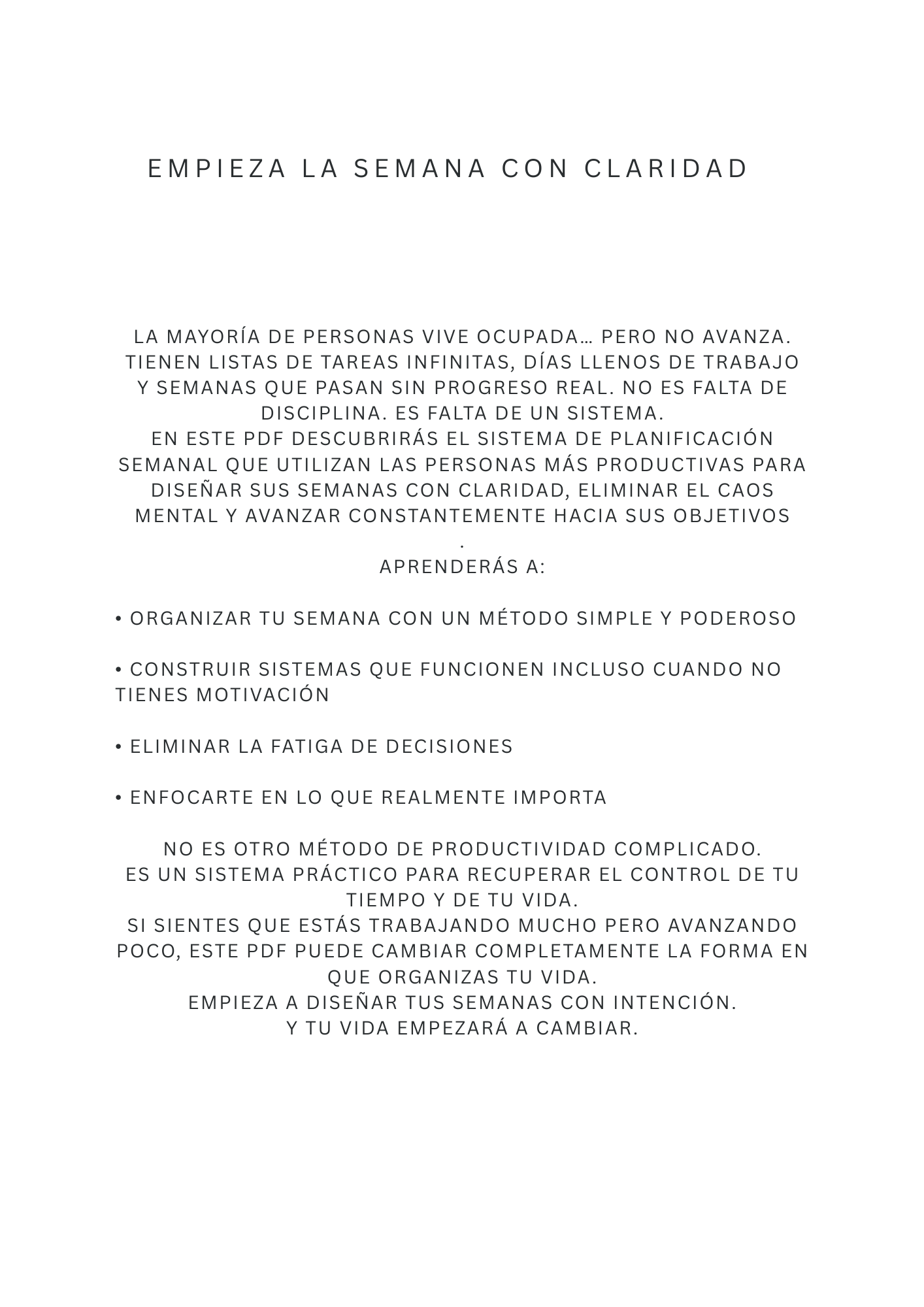 El Mejor Sistema para Planificar tu Semana en 10 minutos